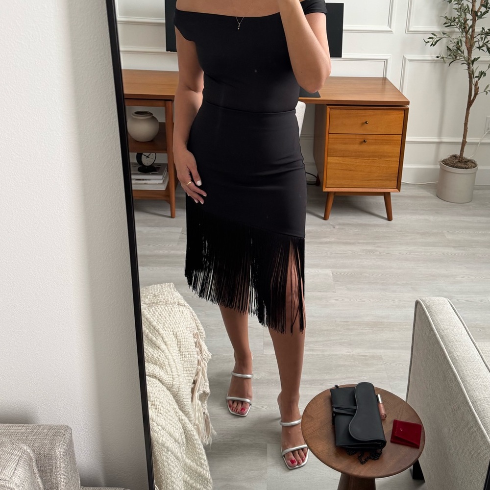 Express Black Midi Fringe Skirt - Used Once